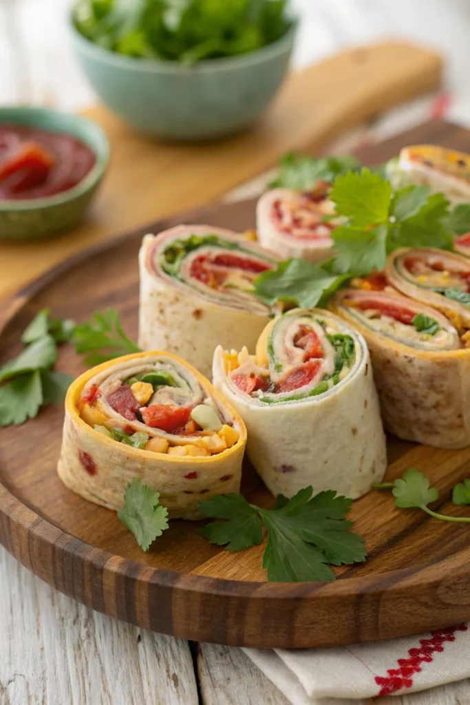 vibrant close up of sliced mexican tortilla roll u